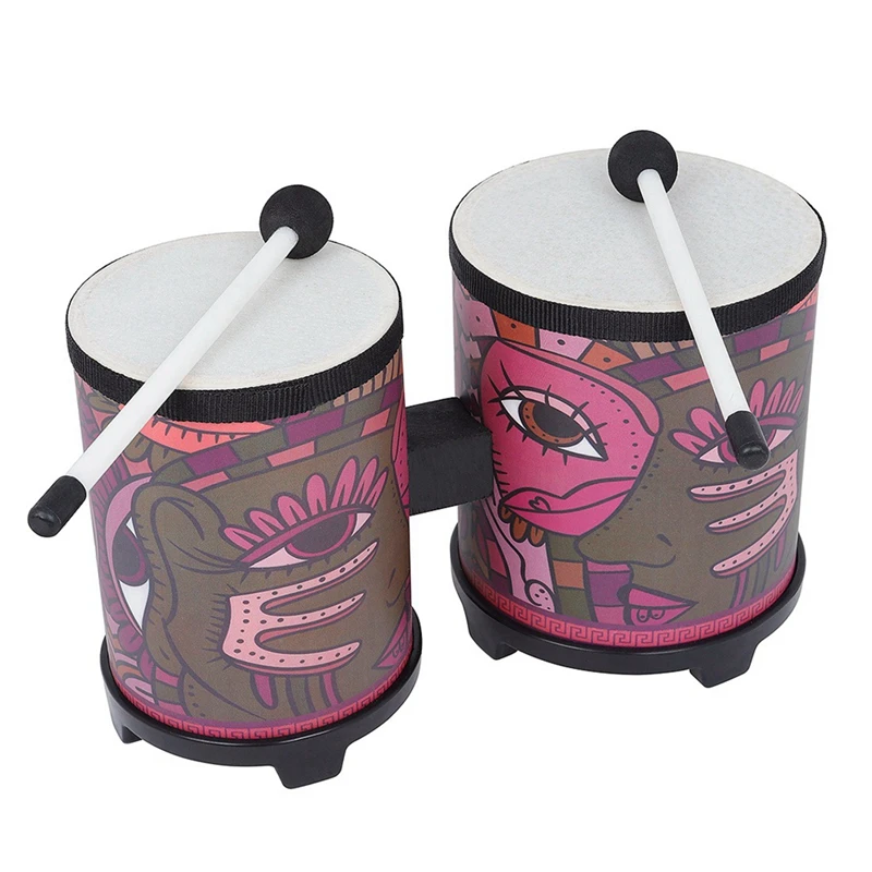 

Size 3/4 Natural Violin Basswood Steel String Arbor Bow & 2In1 Percussion Bongo Drums Congo with Drumsticks