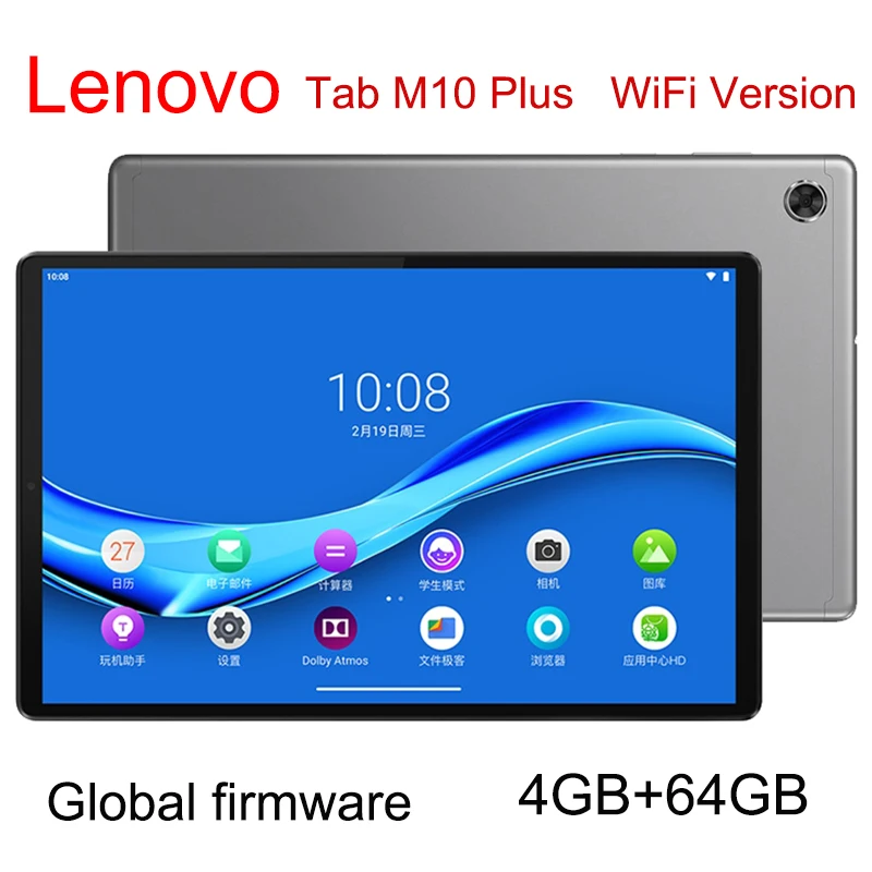 

Original Lenovo Tab M10 Plus TB-X606F 10.3 inch 4GB RAM 64GB ROM Android 9 Pie MediaTek P22T Octa-core Tablet PC 13.0MP 7000mAh