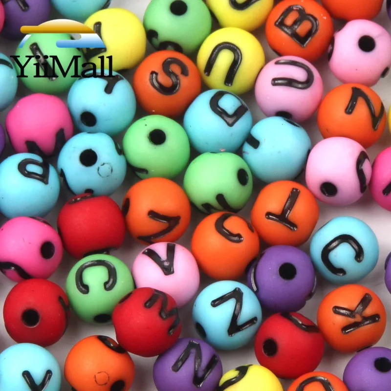 Круглые акриловые бусины с буквами шарики 8 мм отверстием алфавита россыпью для