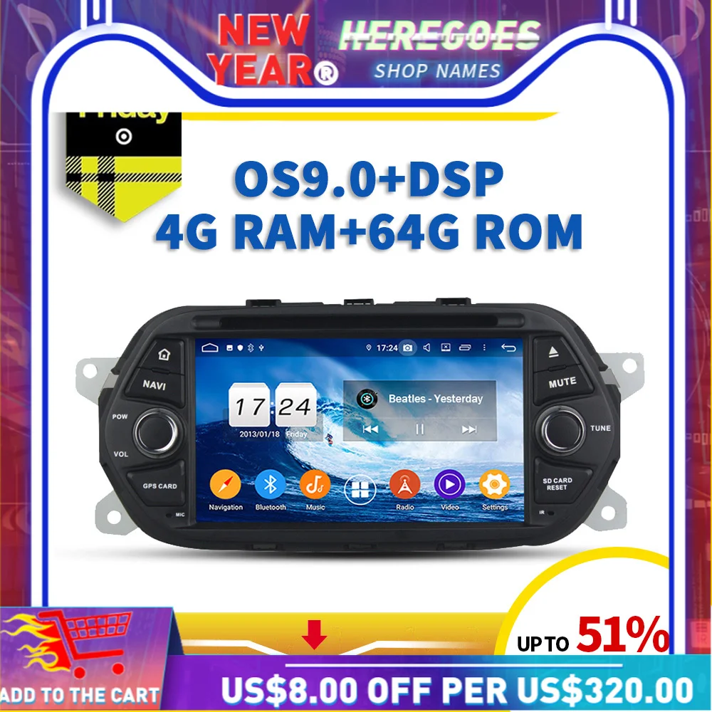 IPS DSP Android 10 0 4 Гб RAM 64 ROM автомобильный dvd плеер Wifi 4G Bluetooth RDS радио GPS карта для FIAT TIPO