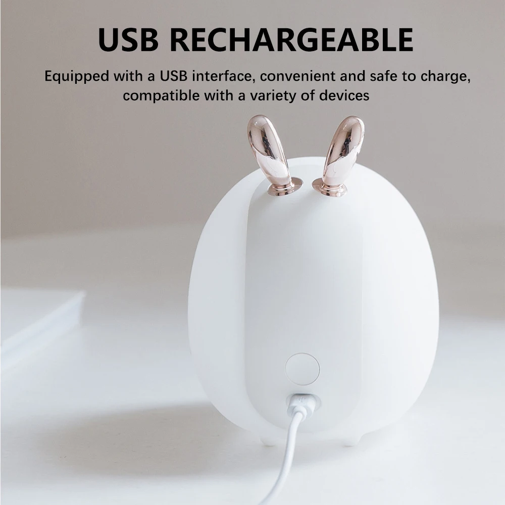 Светодиодный ночник с USB мультяшным Кроликом перезаряжаемый силиконовый