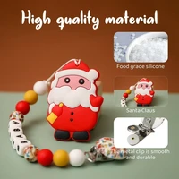 personalized pacifier clip christmas tree santa chain for pacifier silicone teethers for baby bpa free christmas gift for baby