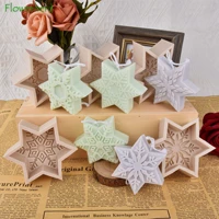 new christmas series five pointed star snowflake flake scented candle silicone mold handmade soap mold fondant molds cake decor