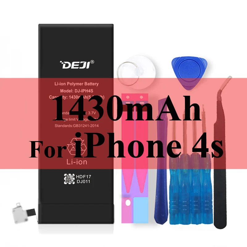1430mAh For iPhone4s Deji Аккумулятор для Apple iPhone 5S SE 6 6s 7 4s 5 8 X SE 6Plus 6sPlus 8Plus Plus iPhone7 1430mAh-3410mAh сменный литий-полимерный батарея+бесплатный инструмент для Apple iPhone 5s SE 6 6s 7 Мобильный телефон батарея - Цвет: 1430mAh For iPhone4s