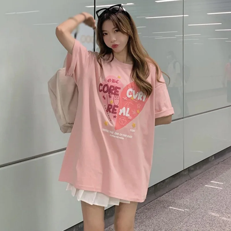 

Женская футболка с мультяшным принтом, женские топы, футболка с коротким рукавом, модная летняя забавная футболка для девочек, одежда в стил...