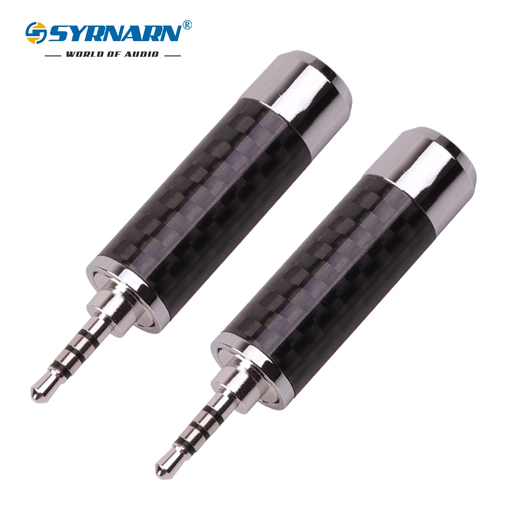 

SYRNARN 2.5mm 4 Pole Stereo Carbon Fiber Earphone Plug HiFi 2.5 Headset Rhodium Plated Audio Jack 6.2mm Wire Hole Line Connector