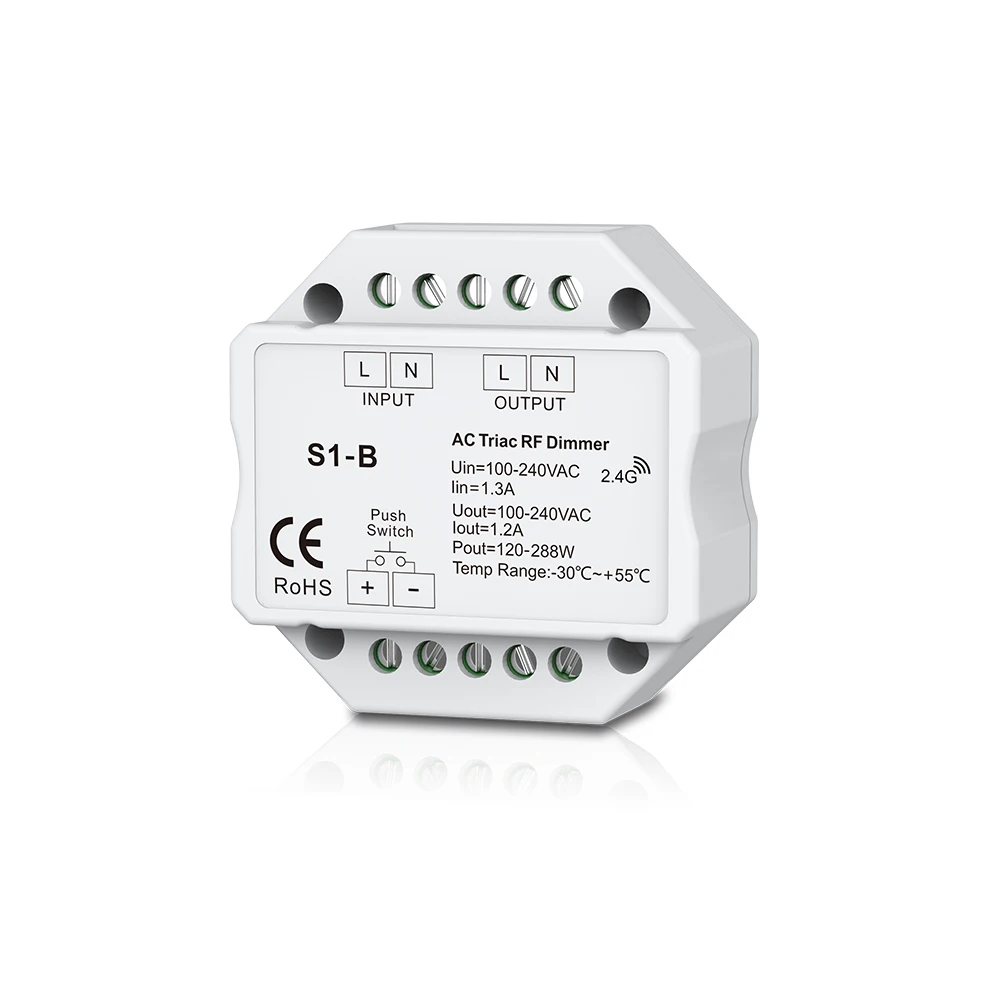 Max 240W 1A светодиодный диммер Triac 220V 110V 230V AC Dimmable Push RF 2 4G беспроводной дистанционный