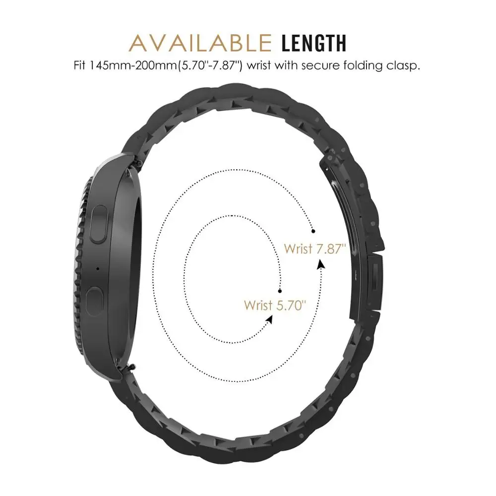 20mm Stainless Steel Watch Strap for Samsung Gear S2 Classic/Gear Metal Bracelet Wristband Replacement for Samsung Galaxy Active