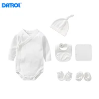 6 Pcs Set Newborn Baby Clothes Sets Baby Bib Hats Small Towel Gloves Foot Cover Socks Baby Gift Sets High Quality Cotton