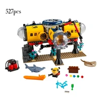 new 527pcs city classic adventure series ocean base model building blocks figures bricks toys for children xmas gifts