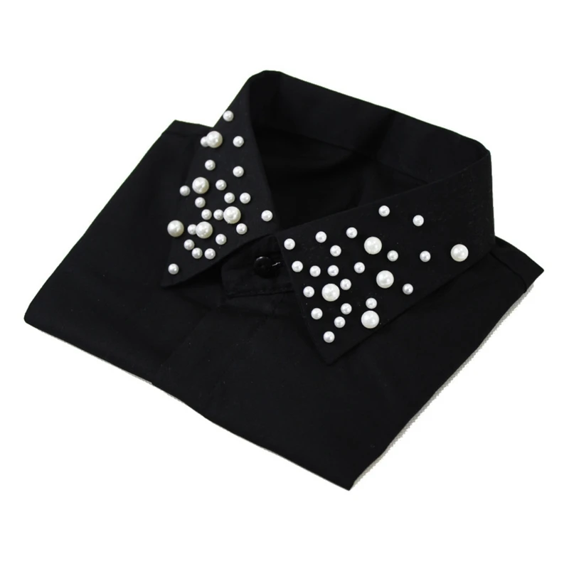 

Women Starry Sky Pear Beading Lapel Fake Collar Button Detachable Half Shirt 85WB