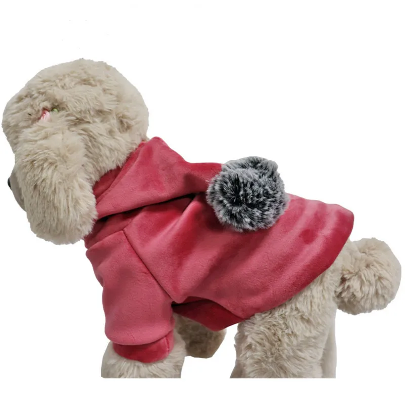 

New thickened two-legged sweater hooded one autumn and winter pet clothing gold velvet dog clothes winter clothing cat clothes