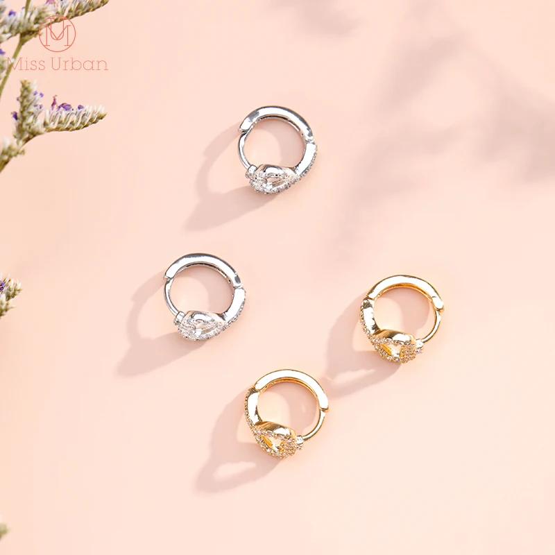 Хит продаж классические серьги кольца с кубическим цирконием в форме сердца