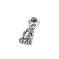925 sterling silver cartoon blue robot enamel star pendant charm bracelet fashion jewelry diy making for original pandora