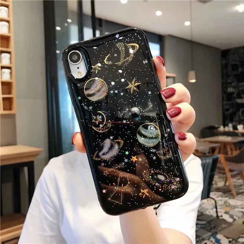 Блестящие чехлы для телефонов с Вселенной iPhone 12 11 Pro Max XR XS X 6 6S 7 8 Plus прозрачная