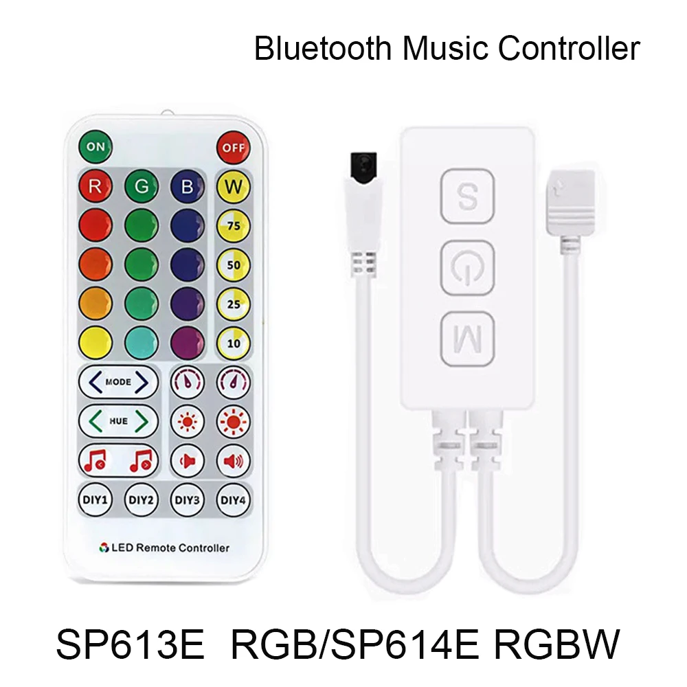 DC5-24V SP613E RGB/SP614E RGBW Bluetooth-Compatible LED Music IR Remote Control APP Dimming For 5050 2835 LED Light Strip