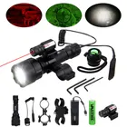 Тактический фонарь, охотничий фонарь C8, светодиодный фонарик + лазерный точечный прицел + переключатель + рельсовое крепление + аккумулятор 18650 + зарядное устройство