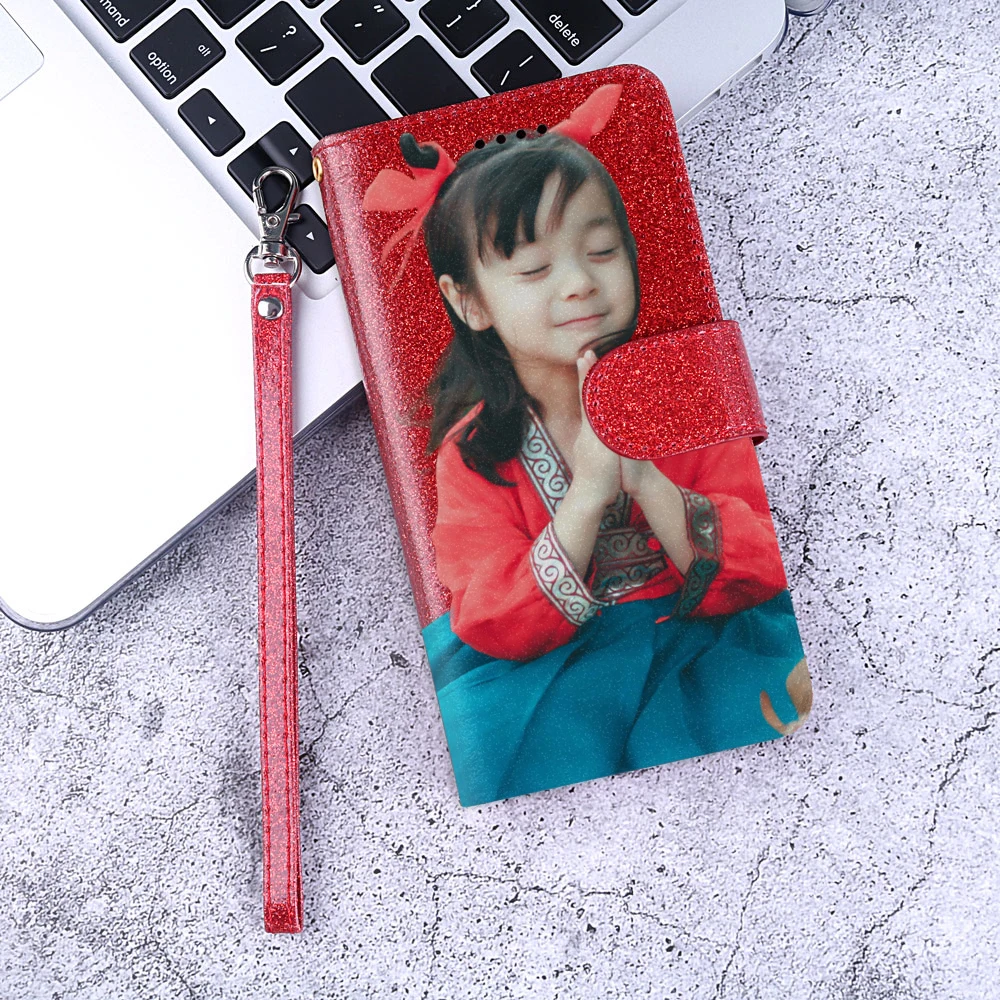 Блестящий чехол Oukitel C11 Pro Bling Personalized изображения кожаный кошелек C11Pro Золотой