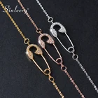 SINLEERY, блестящий браслет в форме булавки, розовое золото, серебряный цвет, цепочка, маленький хрустальный браслет дружбы, Женские Ювелирные изделия SL032 SSK