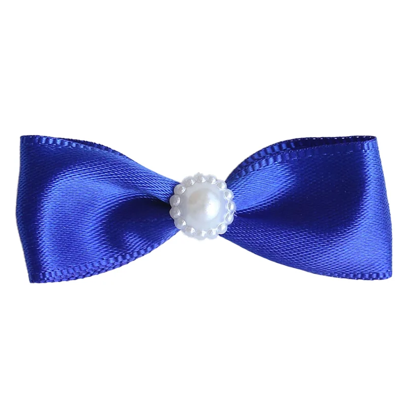 royal blue 50 шт./упак. Мини Милая Лента бант с жемчугом слоновой кости подарочные материалы ручной работы свадебные аксессуары тканевые банты 25Z - Цвет: royal blue