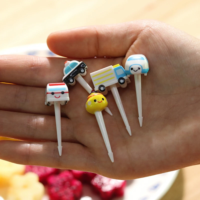 11 шт./компл. мини-вилка для автомобиля кораблем фруктов милая мультяшная машина