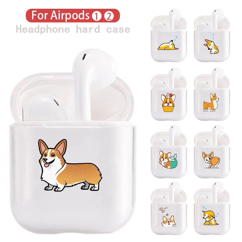 Жесткий прозрачный чехол для наушников Apple airpods 1 чехол Роскошные домашние животные собака корги прозрачный Air Pods чехол для Airpods 2 защитный чехол