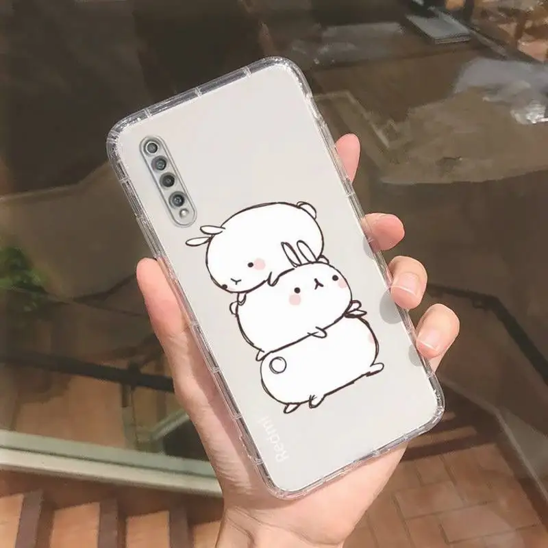 Милый прозрачный чехол molang с мультяшным кроликом для Xiaomi redmi note x f poco 10 11 9 7 8 3 i t s pro