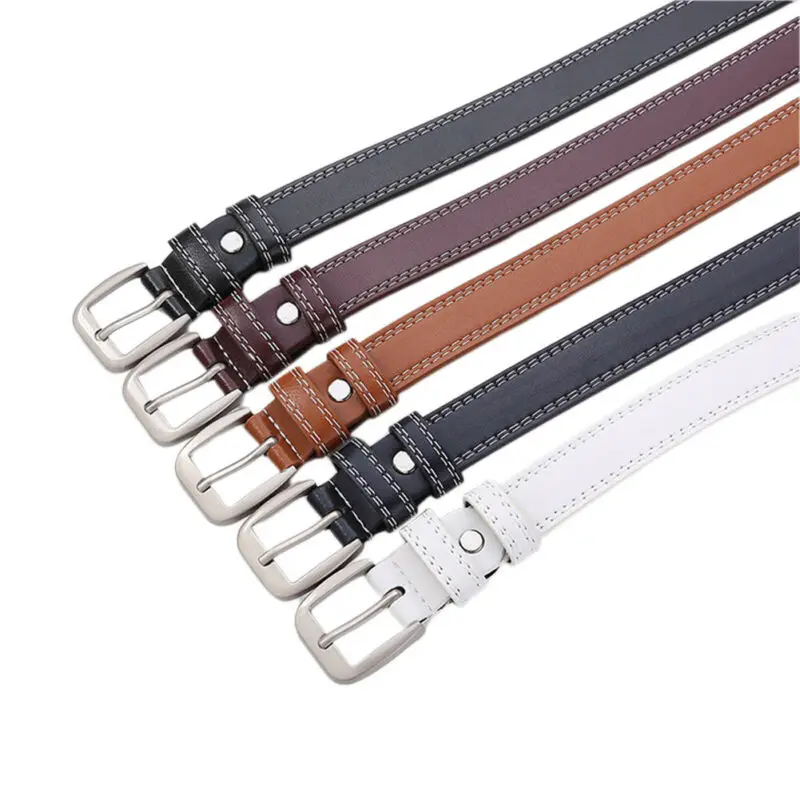 

Ремень из ПУ кожи Женский, классический модный однотонный пояс с круглой пряжкой, широкий пояс