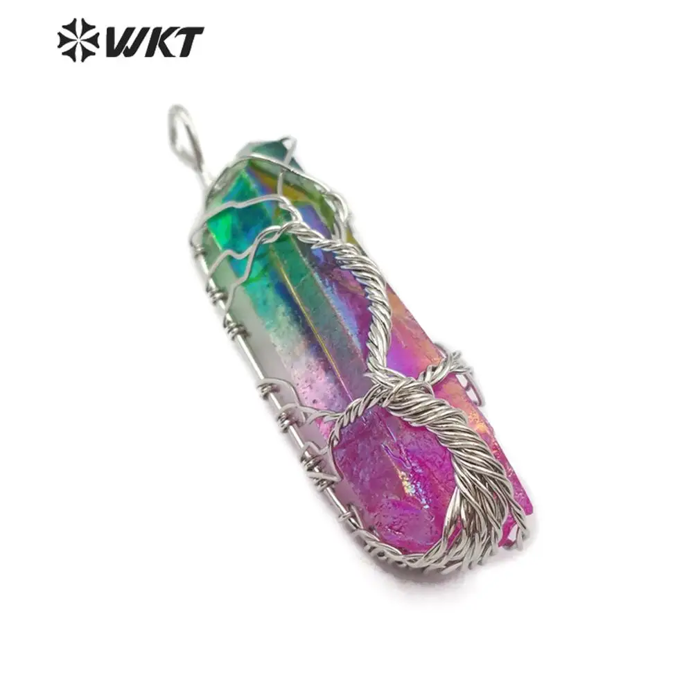 WT P1469 WKT розовое золото провод обернутый аура кварцевый дух точка Гальваническое