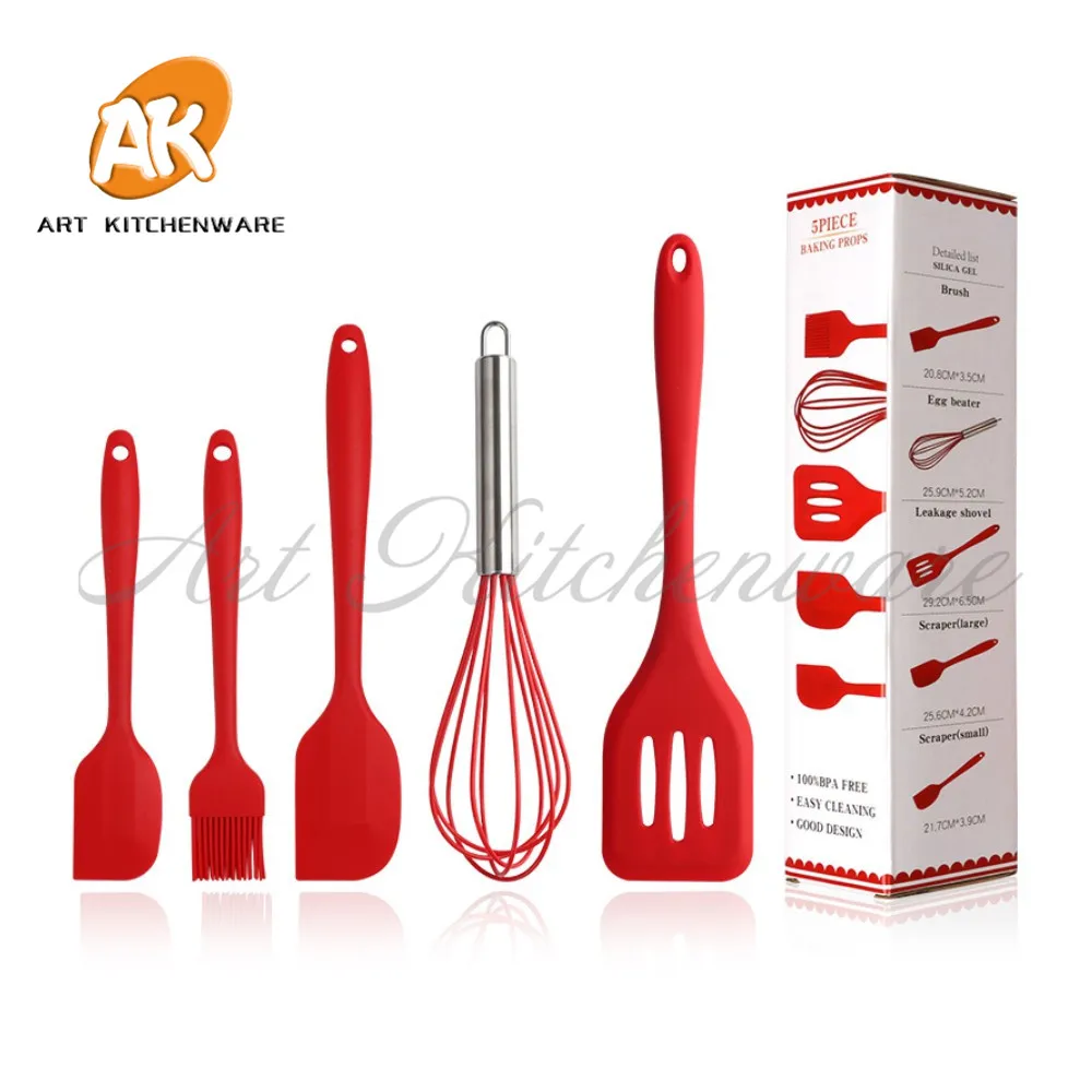 5 шт./компл. прочный силиконовый венчик ложка вилка лопата кухонная утварь