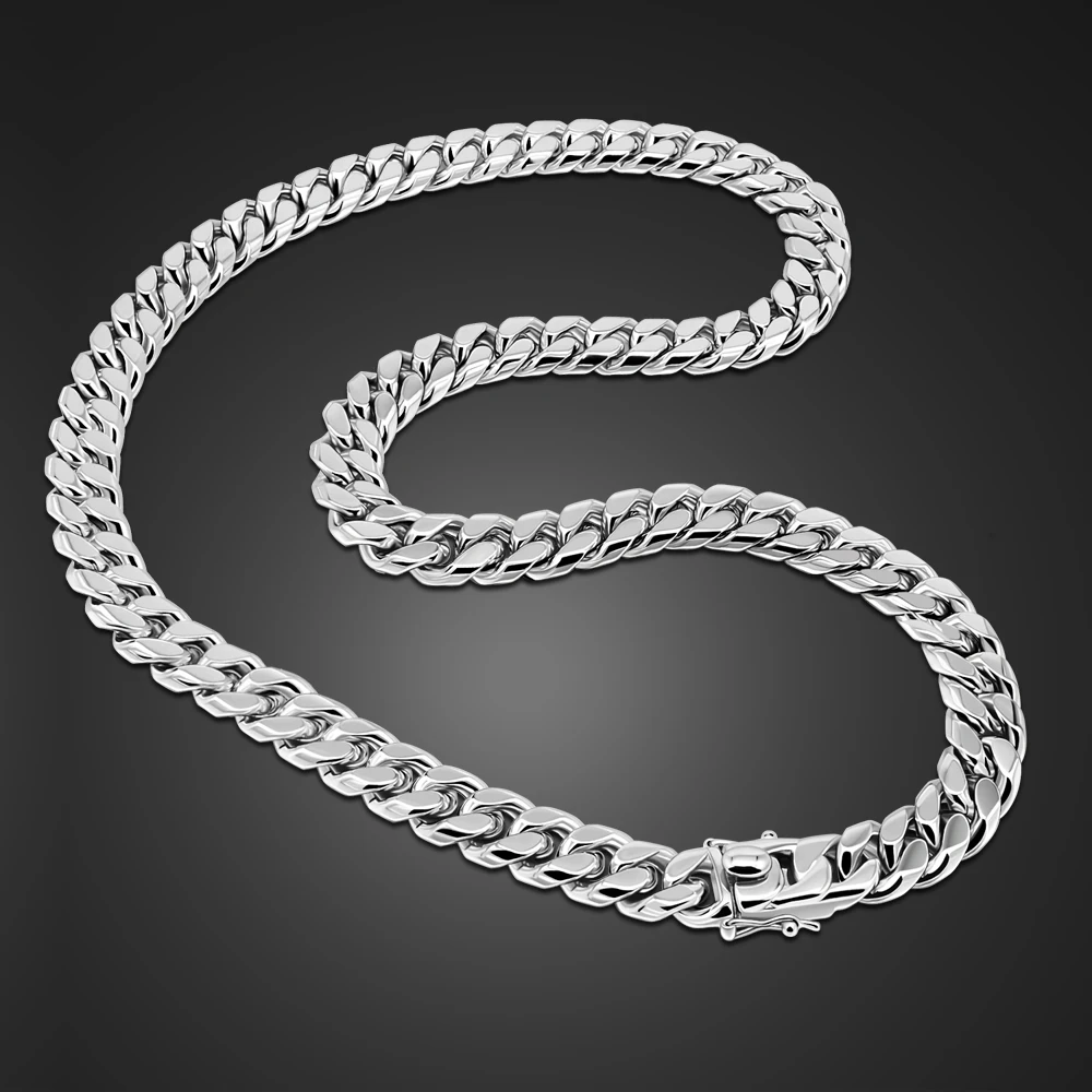 Italy Design Fashion  Men 100% 925 Sterling Silver Necklace Classic Thick 12MM 22 to 28 inches Curb Cuban Chain Man Jewelry