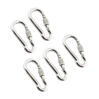 5pcs self locking spring snap hook carabiner with screw 304 stainless steel 5mm 6mm 7mm 8mm spring snap carabiner for camping