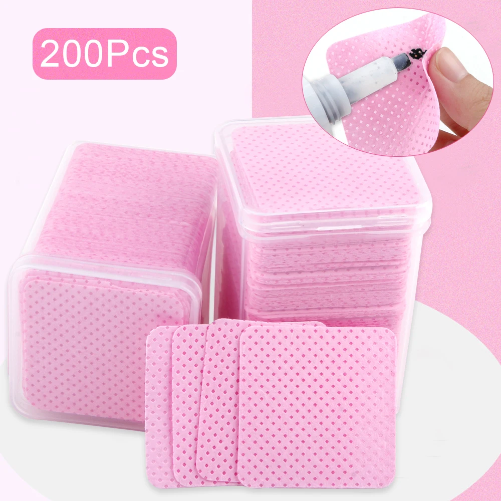 

200 шт., безворсовые салфетки для удаления лака с ногтей