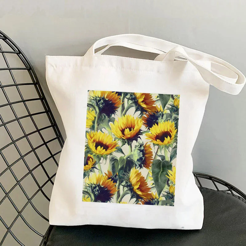 

2021 Shopper Sunflowers Forever Printed Tote Bag women Harajuku shopper handbag girl Shoulder shopping bag Lady Canvas Bag