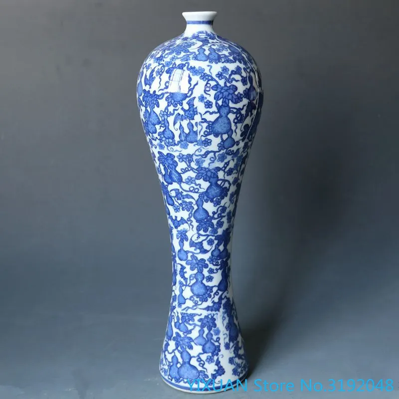 

Jingdezhen porcelain collection antique porcelain vase blue and white porcelain plum vase gourd vase living room decoration