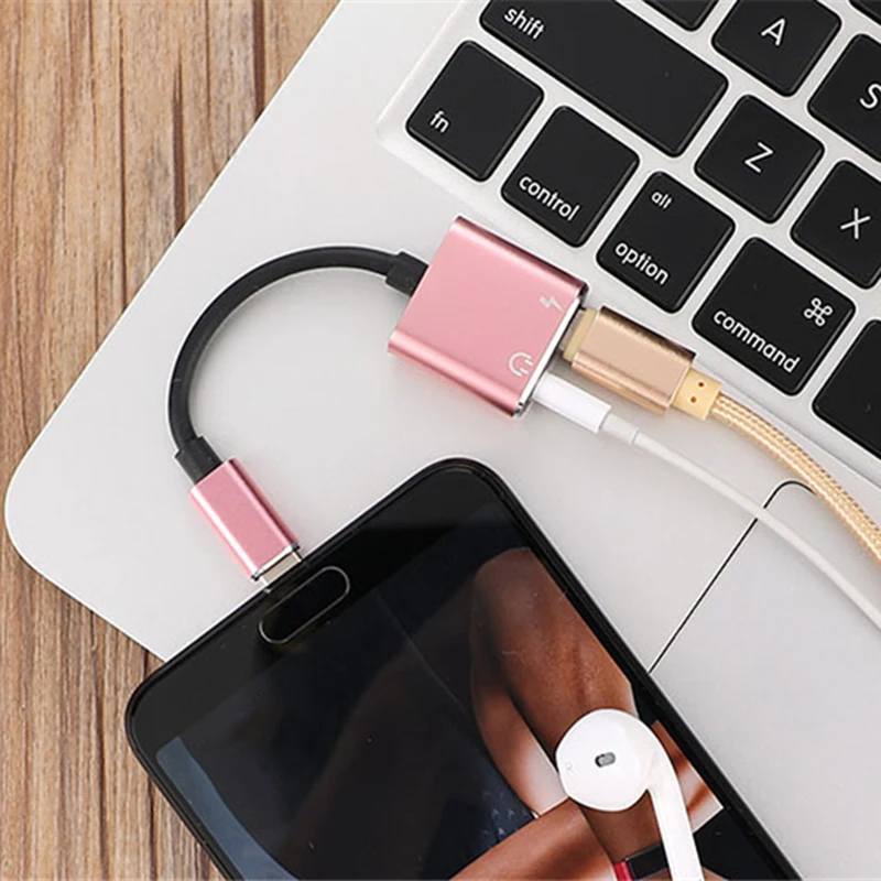 Тип C адаптер с разъемом подачи внешнего сигнала Aux USB Type до 3 5 мм разъем для