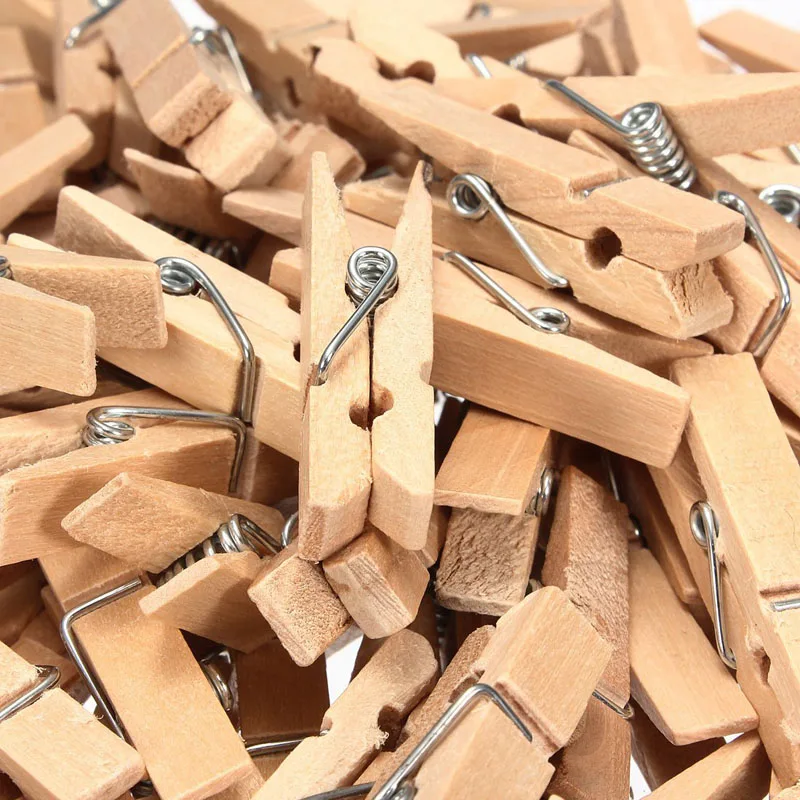 

100pcs/lot Household Storage Clothes Pegs Mini Natural Wooden Clips For Photo Clips Clothespin Craft Wall Decoration Clips