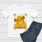 Модная мультяшная футболка в стиле Харадзюку с изображением Симбы, короля льва, футболка для мальчиков, универсальная Веселая Футболка с принтом HAKUNA MATATA, Детская футболка, одежда