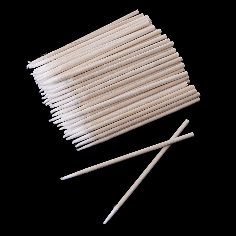 

100Pcs/Pack Small Cotton Swab Wooden Handle For Tattoo Eyebrow Beauty Makeup Nail