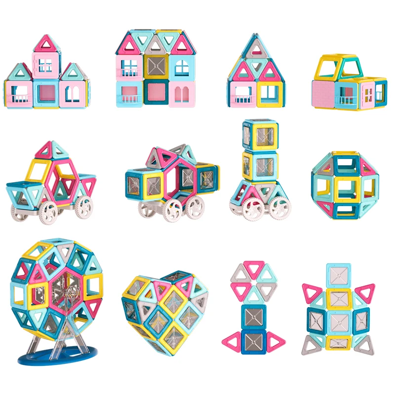 Магнитные блоки среднего размера цветные магнитные строительные развивающие