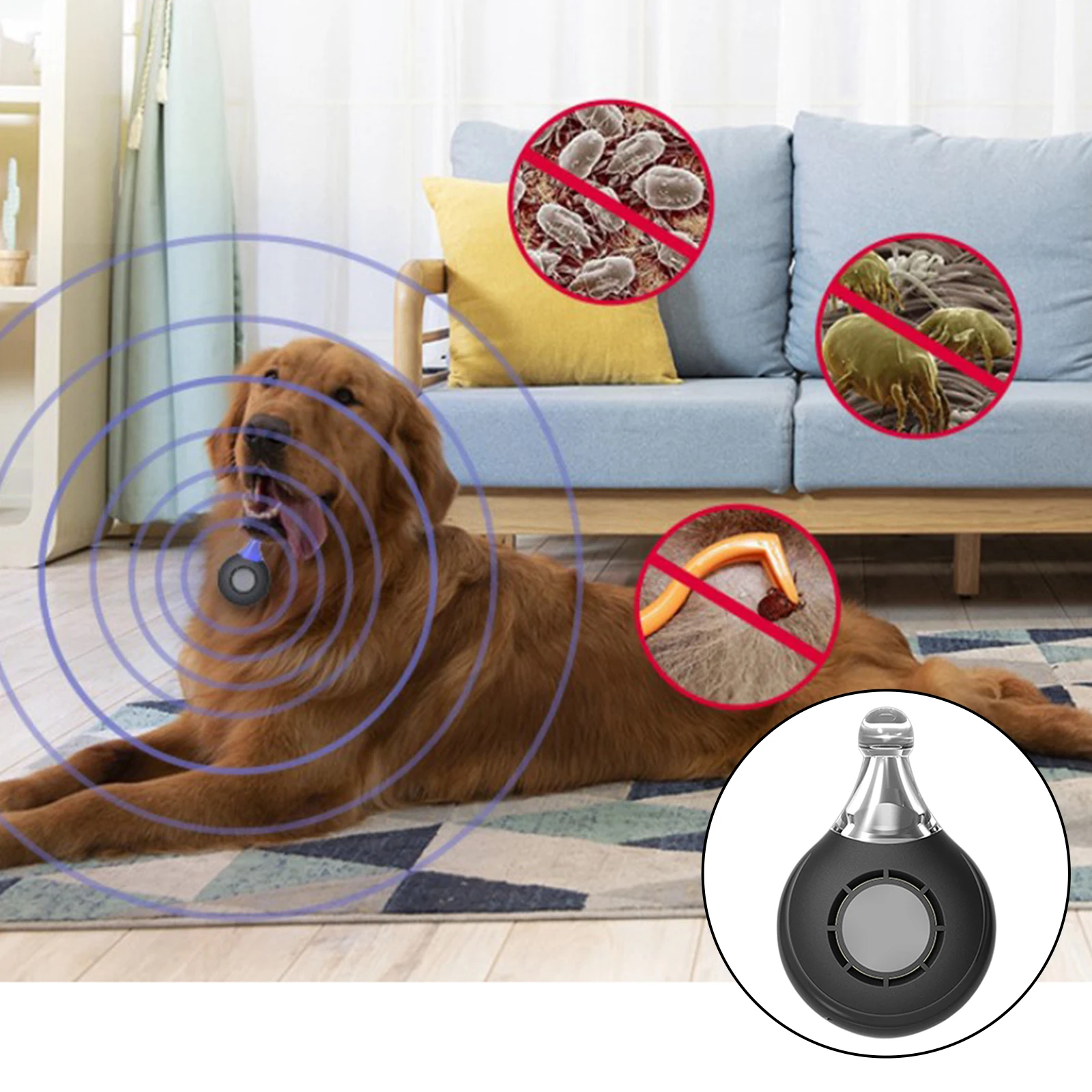 

Portable Mini Ultrasonic Pest Repeller Pets Dog Bugs Flea Repellent Device