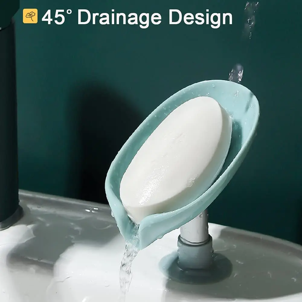 

1Pcs/2Pcs Leaf Shape Soap Holder with Diversion Plastic Self Draining Soap Holder with Suction Cup Shower Soap Holder Bathroom