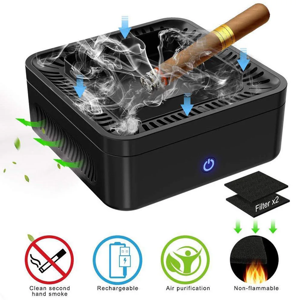 

USB Rechargeable Smokeless Ashtray Secondhand Smoke Air Filter Purifier for Home Office Car L9