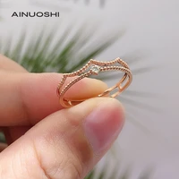 ainuoshi 18k gold 0 033 carat round real natural diamond engagement for promise women simple ring jewelry romantic gift