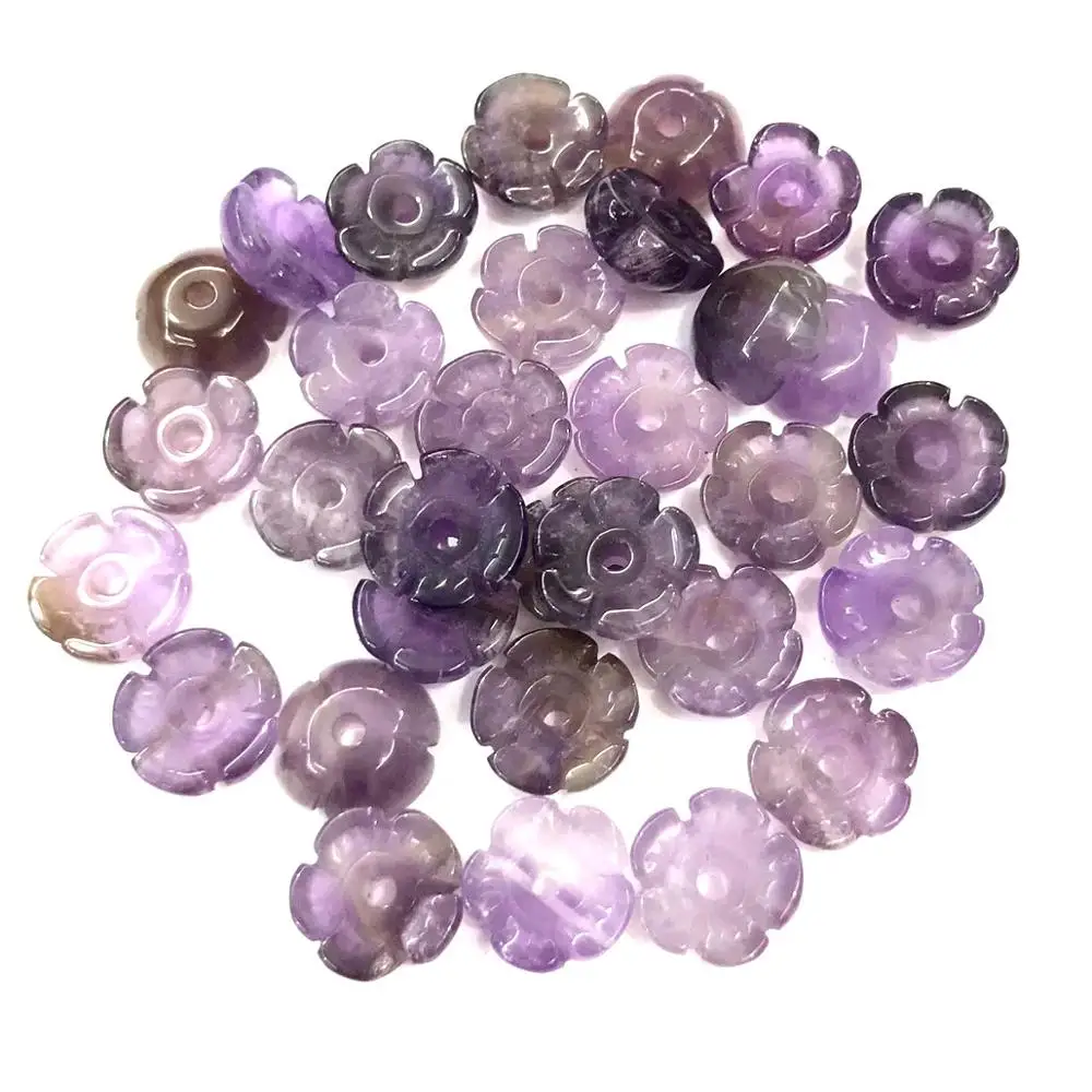

Natural Semi Precious Stone Beads Flower Type Violet DIY For Making Necklaces And Bracelets Package Sale
