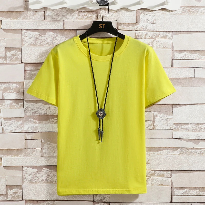

Special summer running men's pure color flat cotton T shirt short sleeve