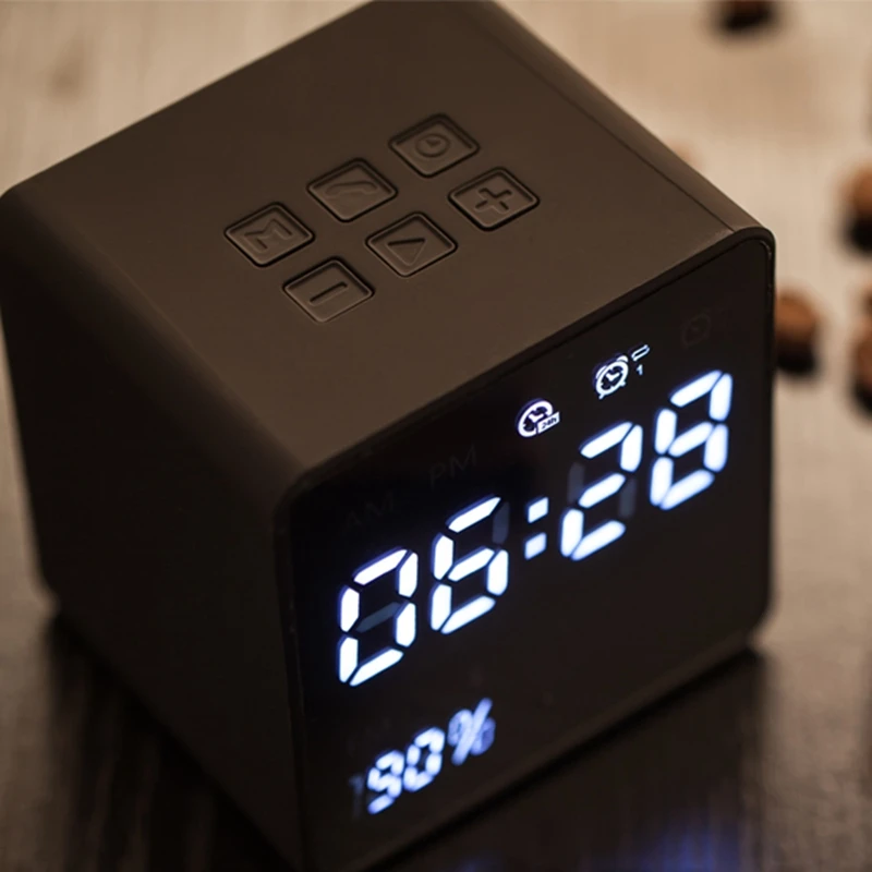 

LED Alarm Clock with FM Radio Bluetooth Speaker Wireless AUX TF USB Music Player