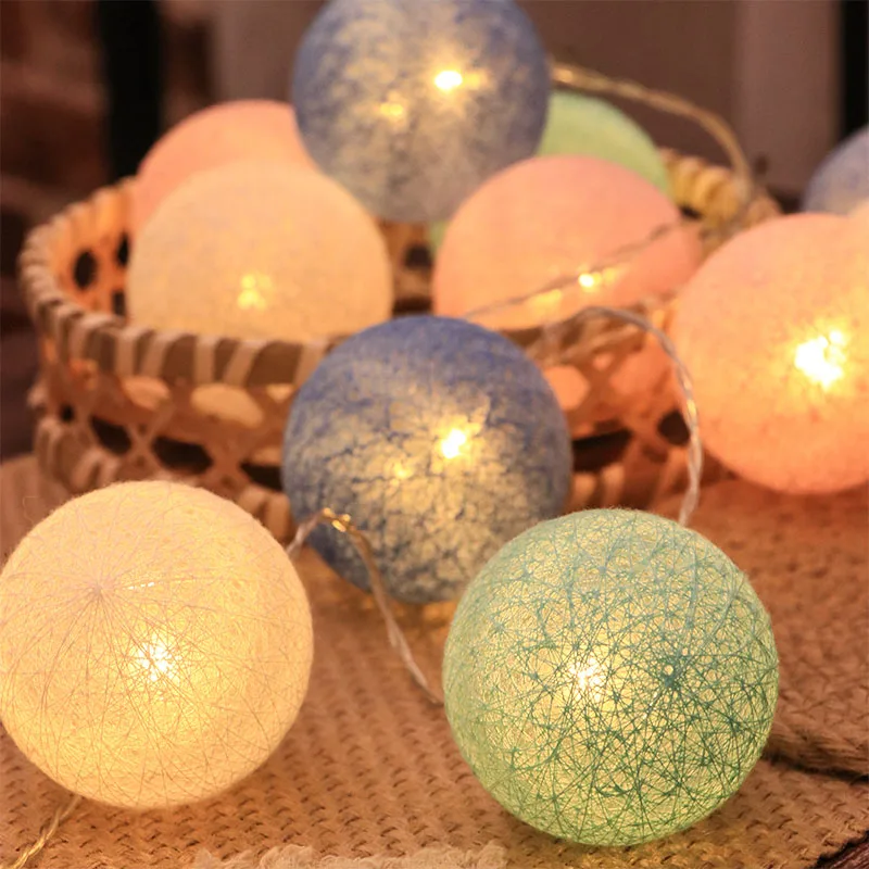 

Christmas Cotton Sewing Thread Ball String Lights Home Wedding Festival Christmas Party Decorative String Lamp Fairy Lights