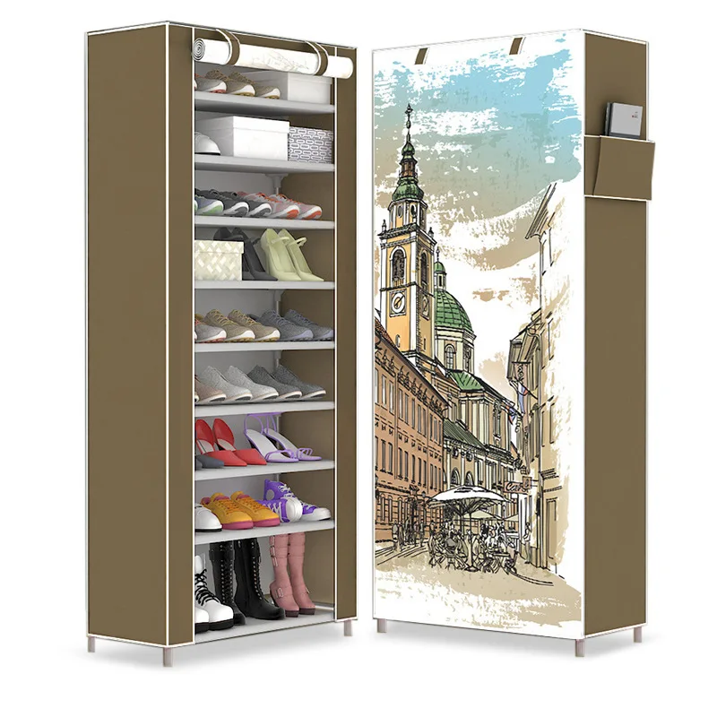 Шкаф для обуви из нетканого материала простой комбинированный складной