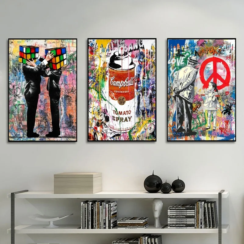 

Street Art Graffiti Rubik's Cube Print Painting Abstract Character Wall Painting Modern Living Room Home Decoration Poster